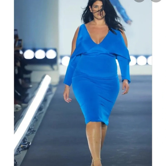 Cushnie deep v contessa cerulean 100% silk dress size 6 - Picture 3 of 10